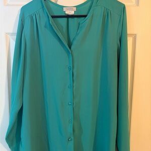 Van Heusen Teal Button-Up Blouse